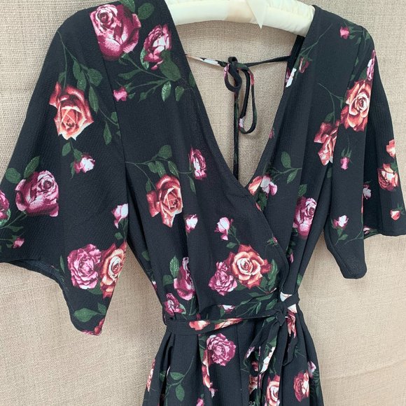 Trixxi Pants - Trixxi Floral Front Wrap Romper